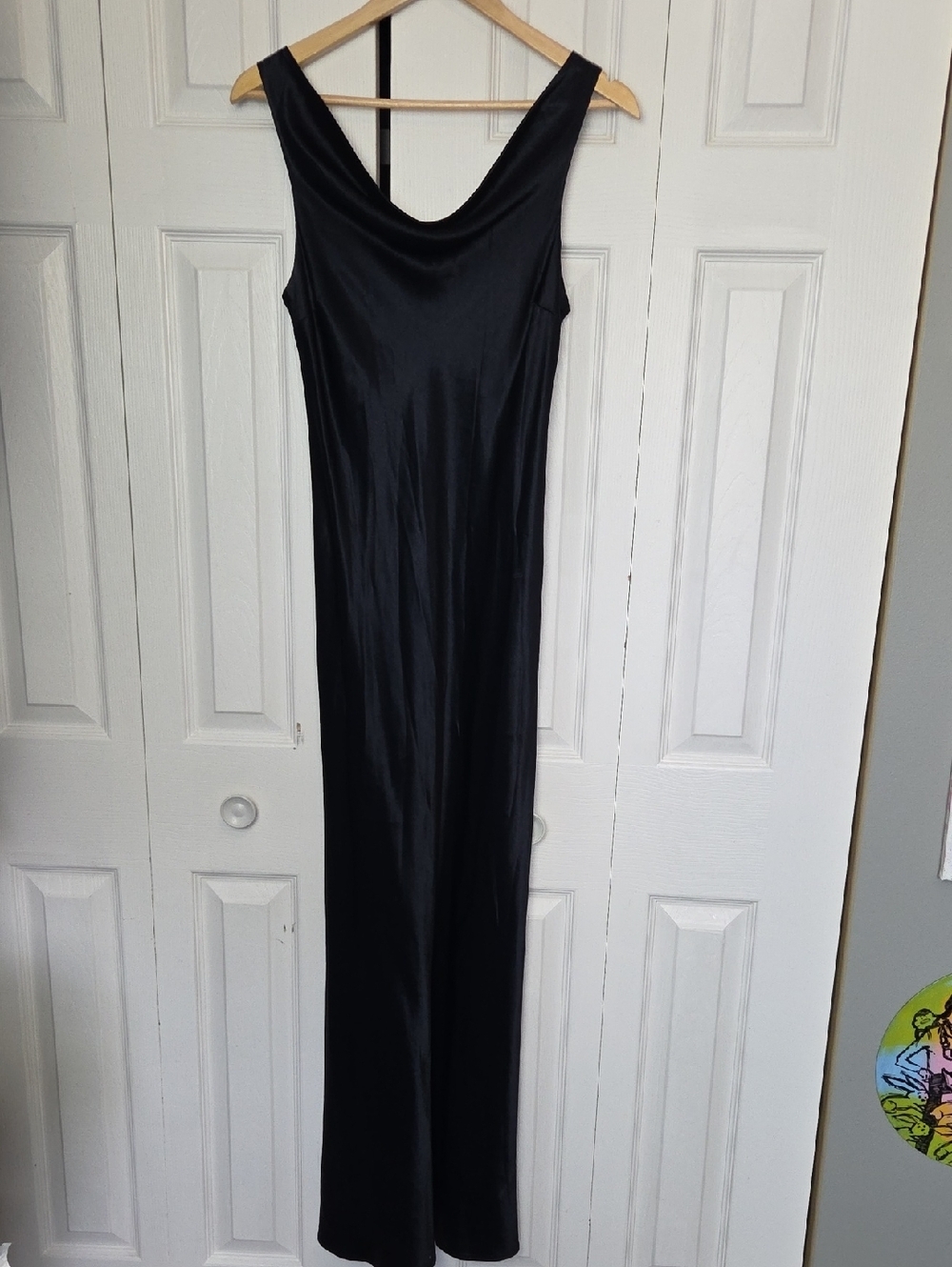 Reitmans Black Satin Maxi Slip Dress